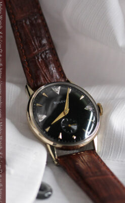 黒と金銀・ダイヤのコントラスト・ブローバのアンティーク腕時計 【1953年製】-W1493-11