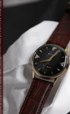 黒と金銀・ダイヤのコントラスト・ブローバのアンティーク腕時計 【1953年製】-W1493-13