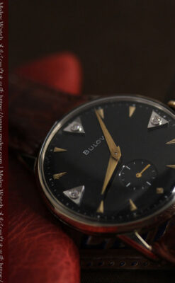 黒と金銀・ダイヤのコントラスト・ブローバのアンティーク腕時計 【1953年製】-W1493-8