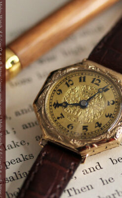 美しき古典 華あるグリュエンの女性用アンティーク腕時計 【1920年頃】-W1494-10