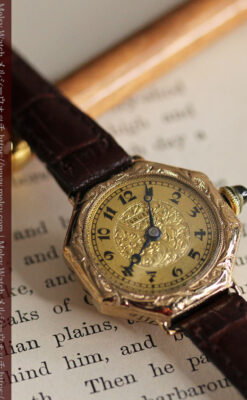 美しき古典 華あるグリュエンの女性用アンティーク腕時計 【1920年頃】-W1494-11