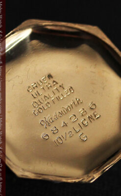 美しき古典 華あるグリュエンの女性用アンティーク腕時計 【1920年頃】-W1494-15