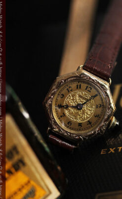 美しき古典 華あるグリュエンの女性用アンティーク腕時計 【1920年頃】-W1494-5