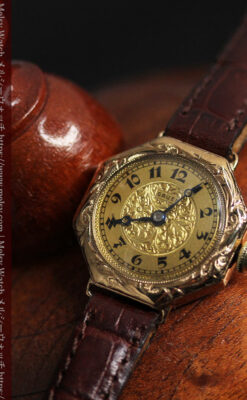 美しき古典 華あるグリュエンの女性用アンティーク腕時計 【1920年頃】-W1494-6