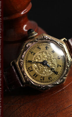 美しき古典 華あるグリュエンの女性用アンティーク腕時計 【1920年頃】-W1494-7