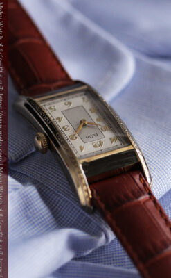 エルジン 装飾と曲線の美しいエレガントなアンティーク腕時計 【1937年製】-W1495-10