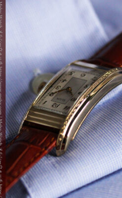 エルジン 装飾と曲線の美しいエレガントなアンティーク腕時計 【1937年製】-W1495-15