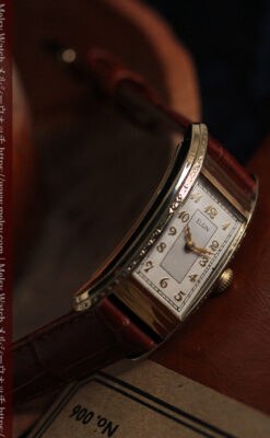 エルジン 装飾と曲線の美しいエレガントなアンティーク腕時計 【1937年製】-W1495-2