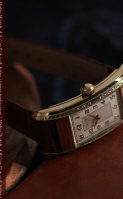 エルジン 装飾と曲線の美しいエレガントなアンティーク腕時計 【1937年製】-W1495-7