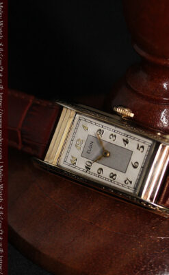 エルジン 装飾と曲線の美しいエレガントなアンティーク腕時計 【1937年製】-W1495-8