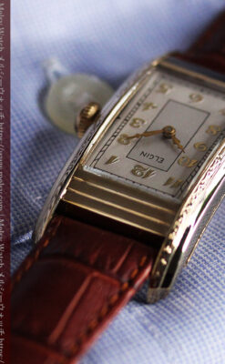 エルジン 装飾と曲線の美しいエレガントなアンティーク腕時計 【1937年製】-W1495-9