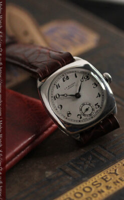 英国ベンソン 上品な騎士の彫りと銀無垢アンティーク腕時計 【1937年頃】-W1498-11