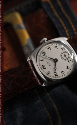 英国ベンソン 上品な騎士の彫りと銀無垢アンティーク腕時計 【1937年頃】-W1498-18