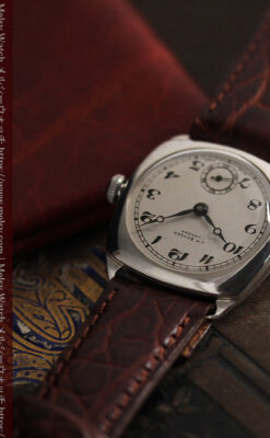 英国ベンソン 上品な騎士の彫りと銀無垢アンティーク腕時計 【1937年頃】-W1498-9