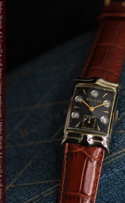 ブローバ 秀逸なデザインが光る金無垢アンティーク腕時計 【1953年製】-W1499-1