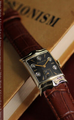 ブローバ 秀逸なデザインが光る金無垢アンティーク腕時計 【1953年製】-W1499-10