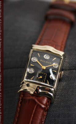 ブローバ 秀逸なデザインが光る金無垢アンティーク腕時計 【1953年製】-W1499-6