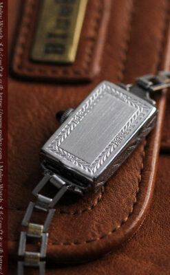 ブローバ 文字盤とケース装飾の綺麗な女性用アンティーク腕時計 【1927年製】ケース付き-W1509-14