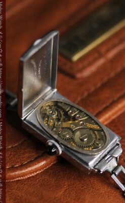 ブローバ 文字盤とケース装飾の綺麗な女性用アンティーク腕時計 【1927年製】ケース付き-W1509-16