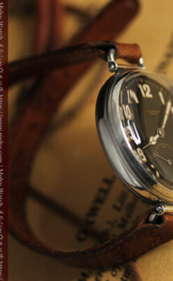 英国ベンソン 銀無垢＆黒文字盤の風格あるアンティーク腕時計 【1918年製】-W1512-15