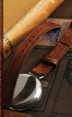 英国ベンソン 銀無垢＆黒文字盤の風格あるアンティーク腕時計 【1918年製】-W1512-18