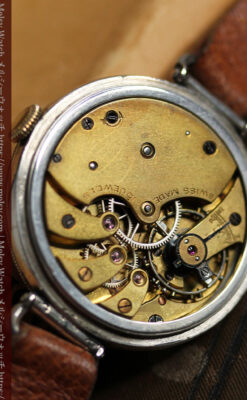 英国ベンソン 銀無垢＆黒文字盤の風格あるアンティーク腕時計 【1918年製】-W1512-21