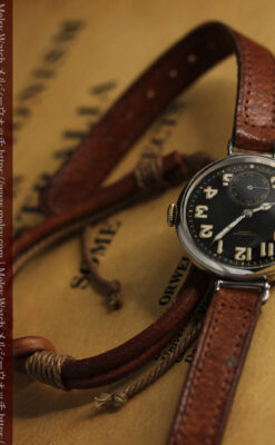 英国ベンソン 銀無垢＆黒文字盤の風格あるアンティーク腕時計 【1918年製】-W1512-5