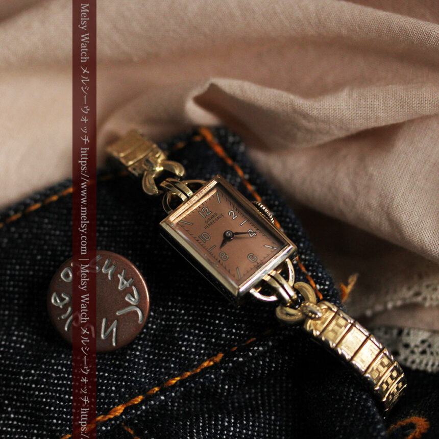ジラールペルゴのコッパー色の上品な金無垢女性用アンティーク腕時計 【1940年頃】-W1515-1