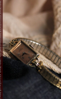 ジラールペルゴのコッパー色の上品な金無垢女性用アンティーク腕時計 【1940年頃】-W1515-10