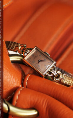 ジラールペルゴのコッパー色の上品な金無垢女性用アンティーク腕時計 【1940年頃】-W1515-11