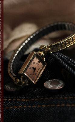 ジラールペルゴのコッパー色の上品な金無垢女性用アンティーク腕時計 【1940年頃】-W1515-4