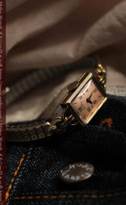 ジラールペルゴのコッパー色の上品な金無垢女性用アンティーク腕時計 【1940年頃】-W1515-7