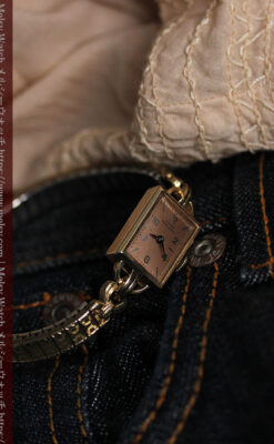 ジラールペルゴのコッパー色の上品な金無垢女性用アンティーク腕時計 【1940年頃】-W1515-9