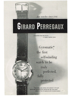 ジラールぺルゴの時計広告-1951年