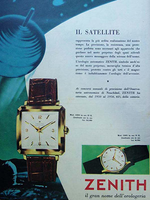 ゼニスの時計広告-1957年