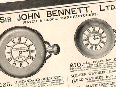 古い新聞の懐中時計の広告
