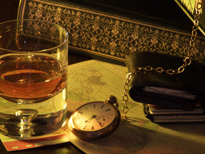 懐中時計とグラス